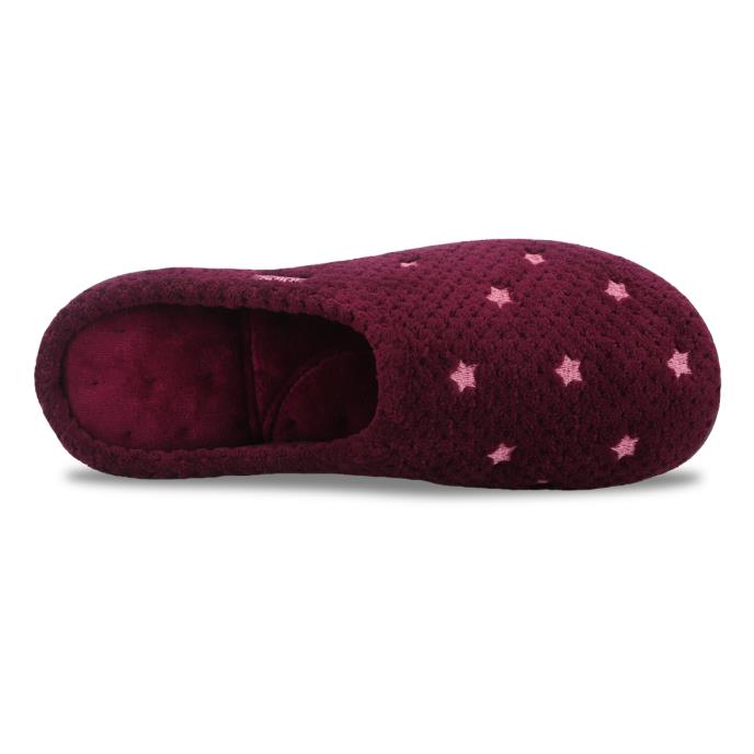 Isotoner® Ladies Popcorn Terry Mule Slipper Burgunday Star Extra Image 4
